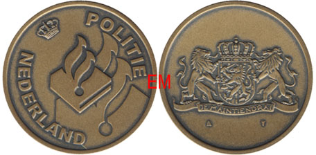 Legpenning voor trouwe en langdurige dienst Nederlandse Politie. Afbeelding: Erik M?ller